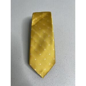Club Room Yellow and White Polka Dot Pattern Slim Designer Tie NWT